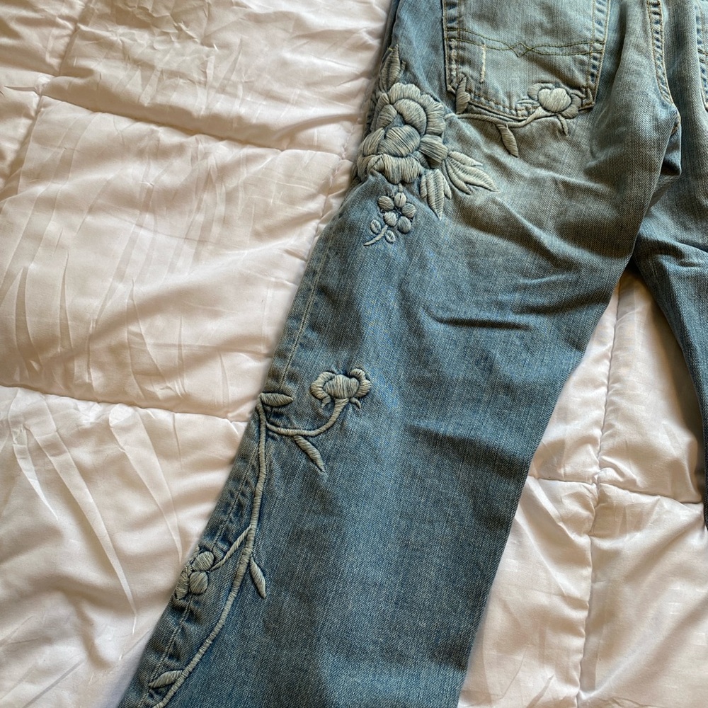 Lucky Brand Blue Floral Embroidered Flare Jeans - Picture 5 of 7